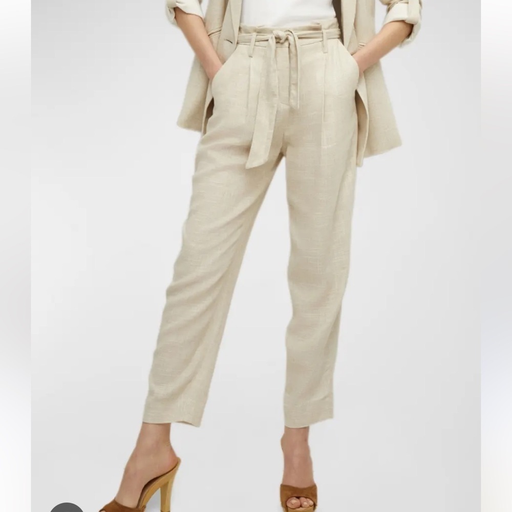 Veronica Beard Zella Linen blend straight leg belted pants size 6